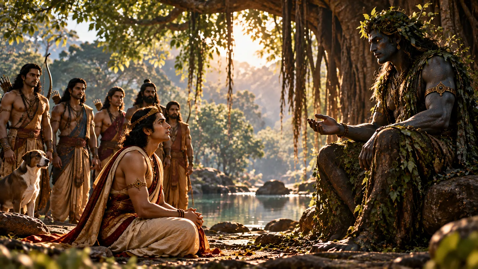 Four brothers drank from the lake. The fifth answered the questions.